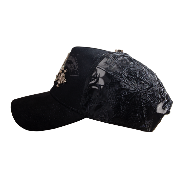 Gorra Naó Ika Cuatro Vientos negra de Chantes, detalle