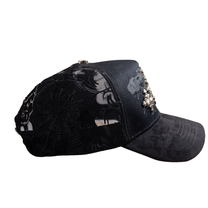 Gorra Naó Ika Cuatro Vientos negra de Chantes, vista lateral